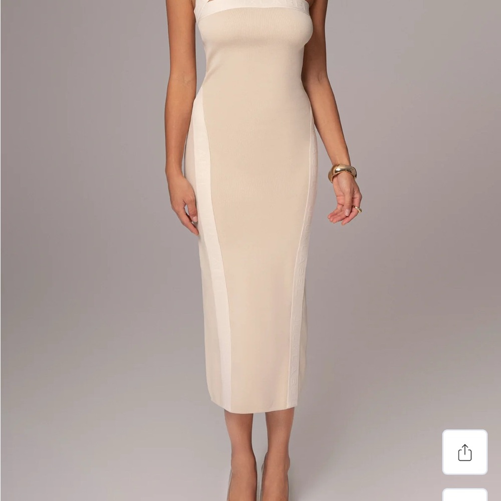 JLUXLABEL Ivory Ivone Asymmetrical MIDI Dress Size XL